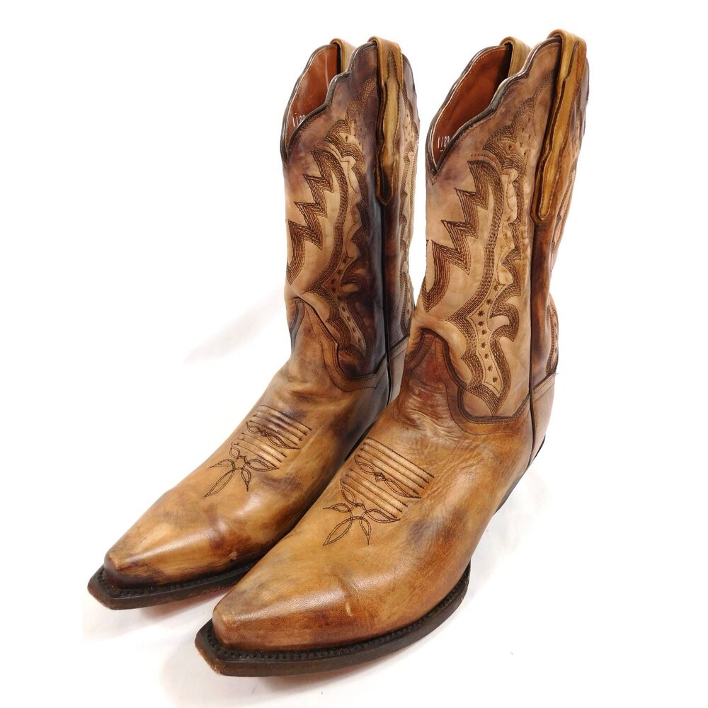Dan Post Tan Embroidered Cowboy Western Boots Size 9.5